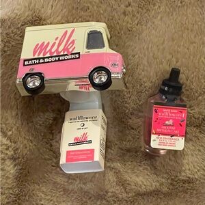 BBW BATH AND BODY WORKS MILK BAR WALLFLOWER PLUG IN TRUCK + BIRTHDAY CAKE BULB